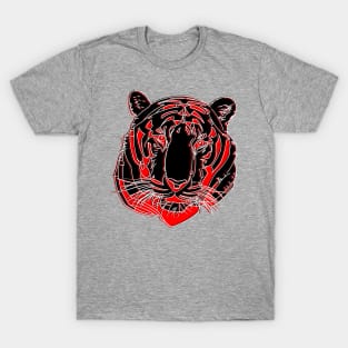 Chinese Tiger Head Feline portrait Wildcat face profile T-Shirt